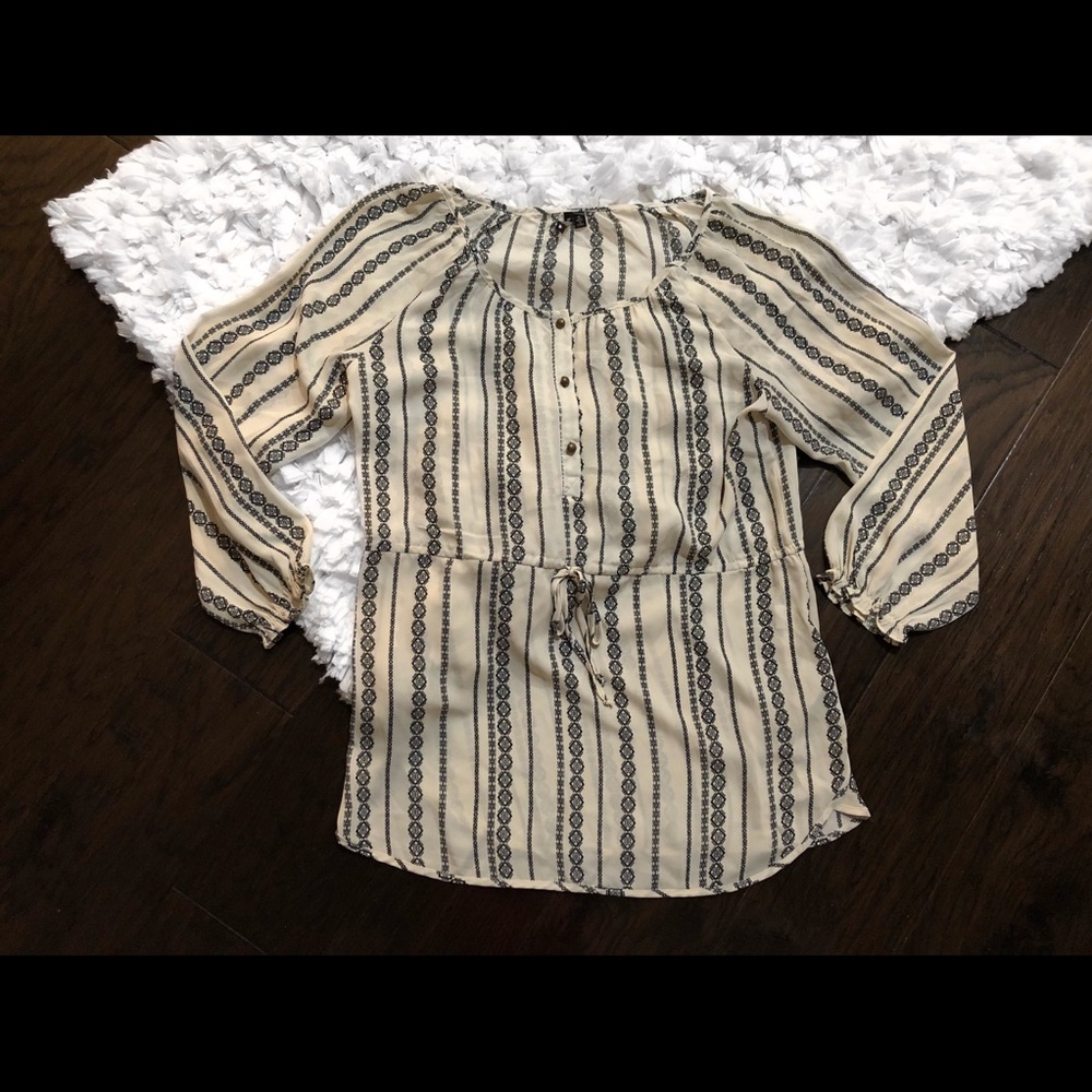 HeartSoul Cream Striped Top